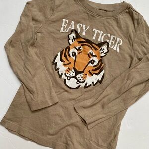 Old Navy Tan Long-Sleeve Graphic Tee with Orange Tiger